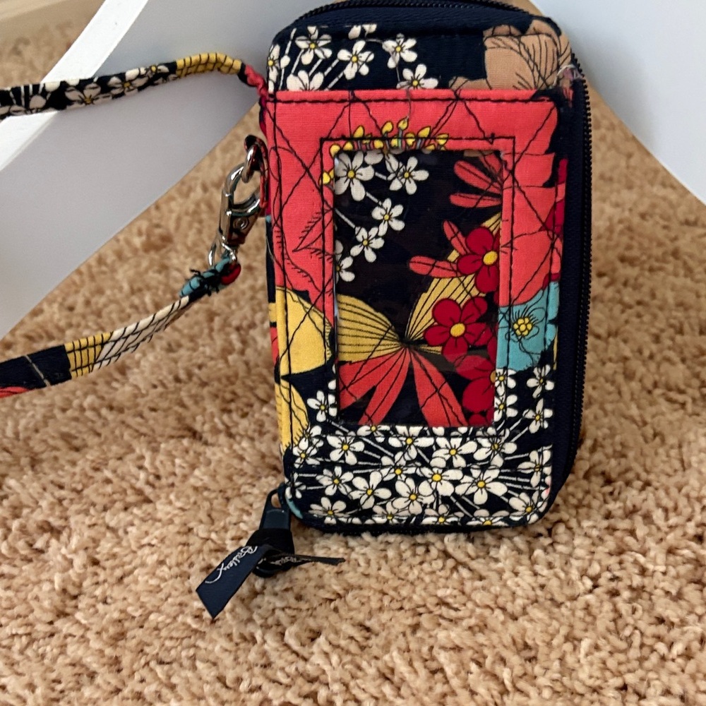 Vera Bradley Black and Red Floral Wristlet